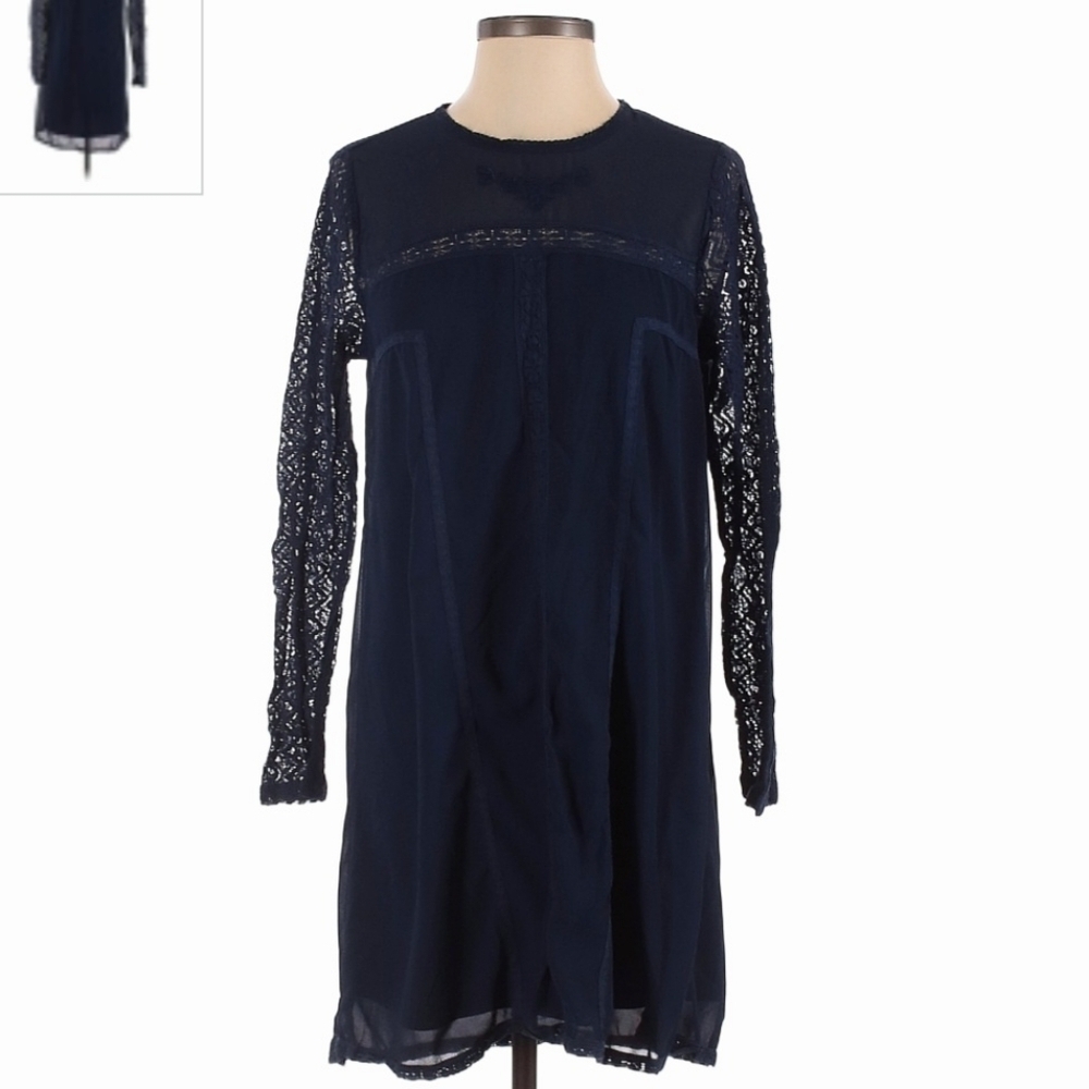 OneTheLand Black Lace Sleeves Dress Women's Small S Goth Gothic Bohemian Boho